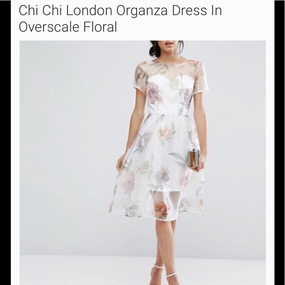 Chi Chi London White Floral Midi Dress